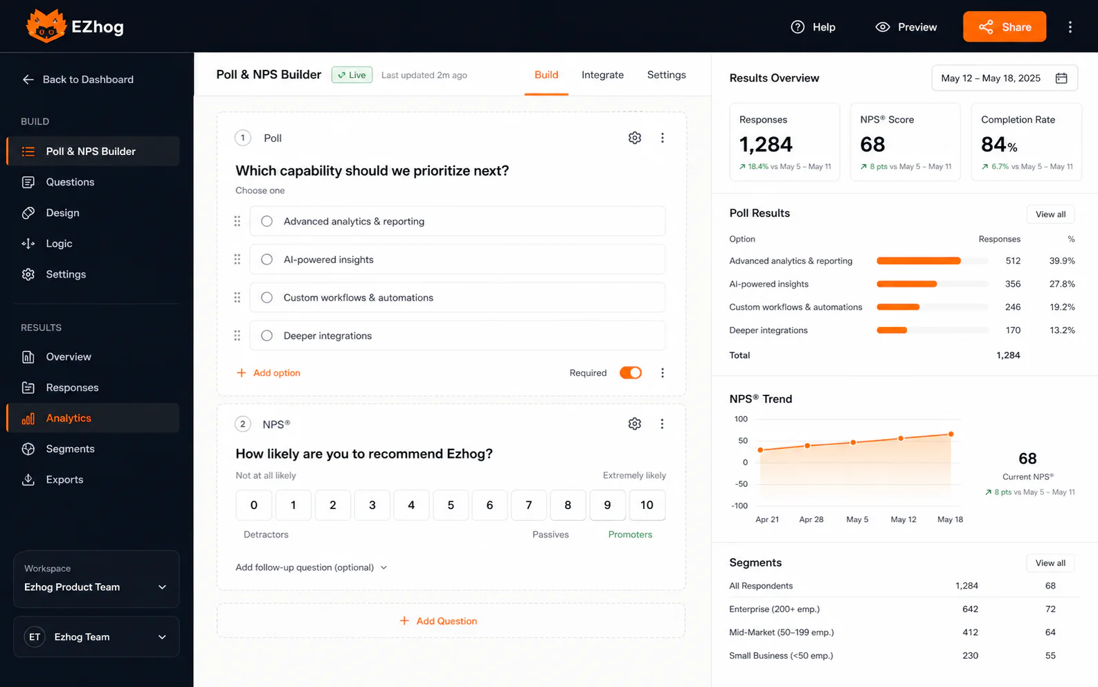 EZhog business survey and response workspace